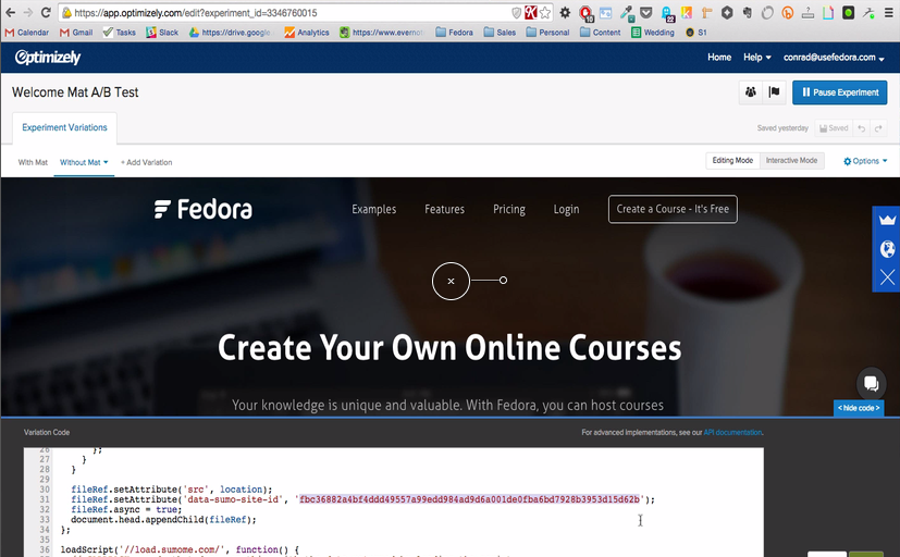 Screenshot showing a welcome mat test for Fedora