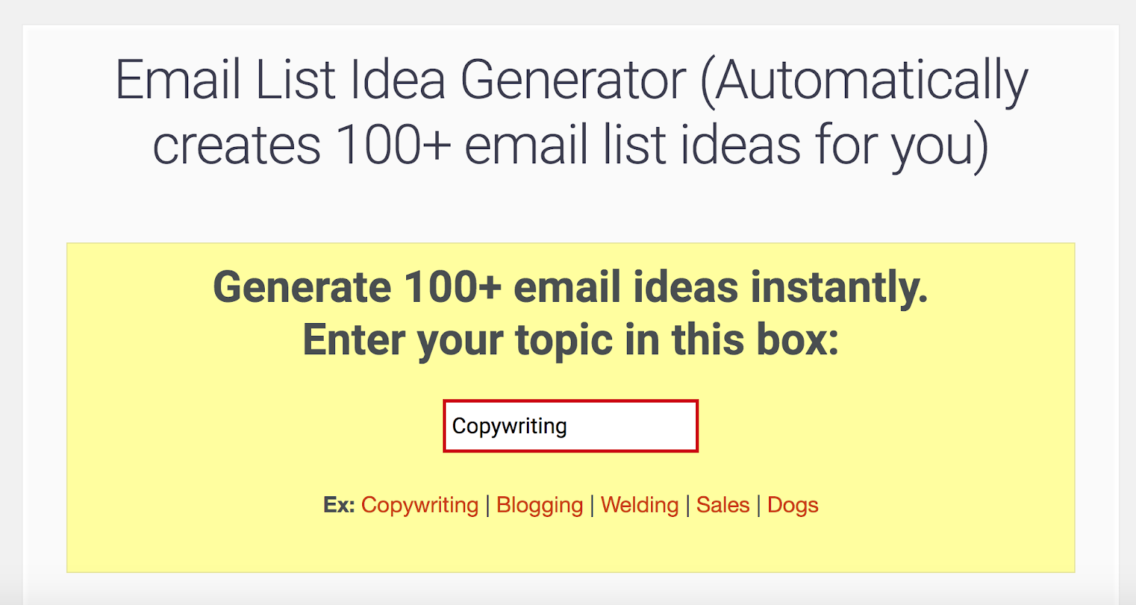 EXAMPLE #2: EMAIL LIST GENERATOR BY KOPYWRITING KOURSE