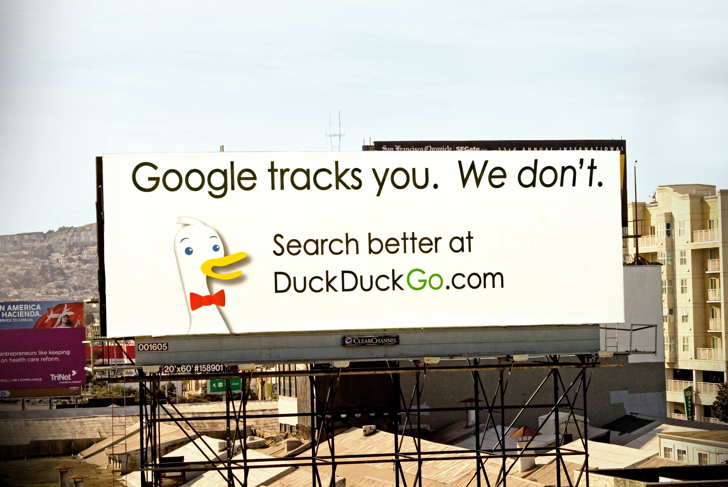 Screenshot showing a billboard for duckduckgo.com