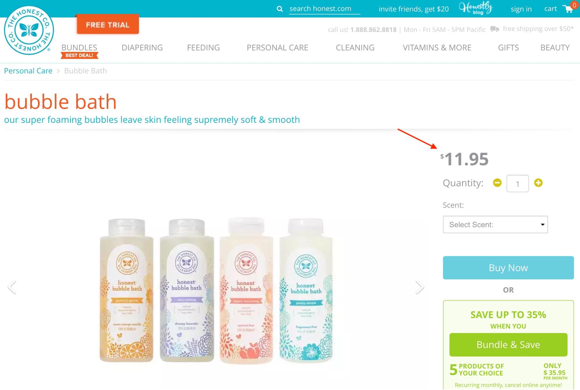 Screenshot showing an ecommerce product