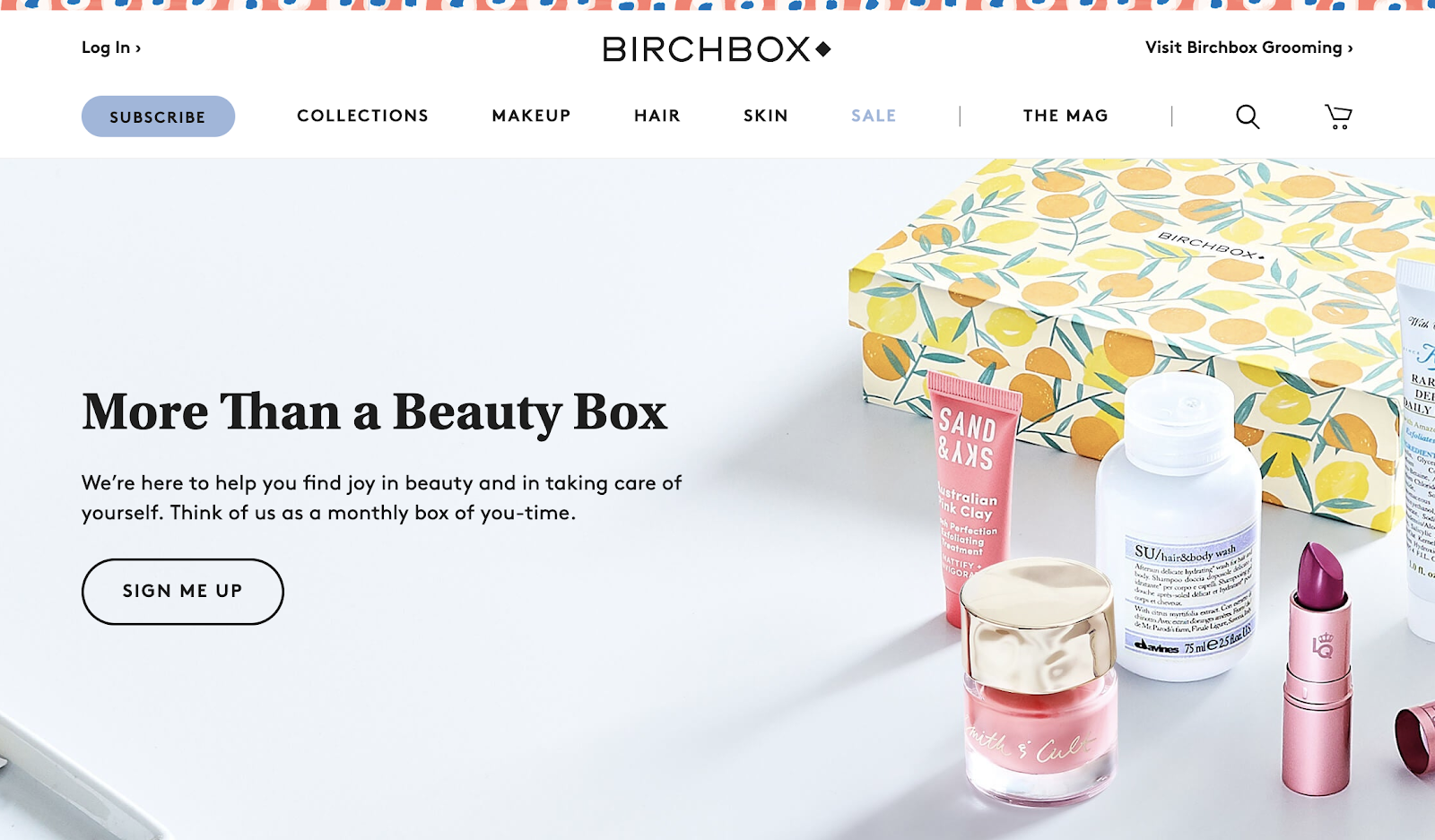 Screenshot of Birchbox website