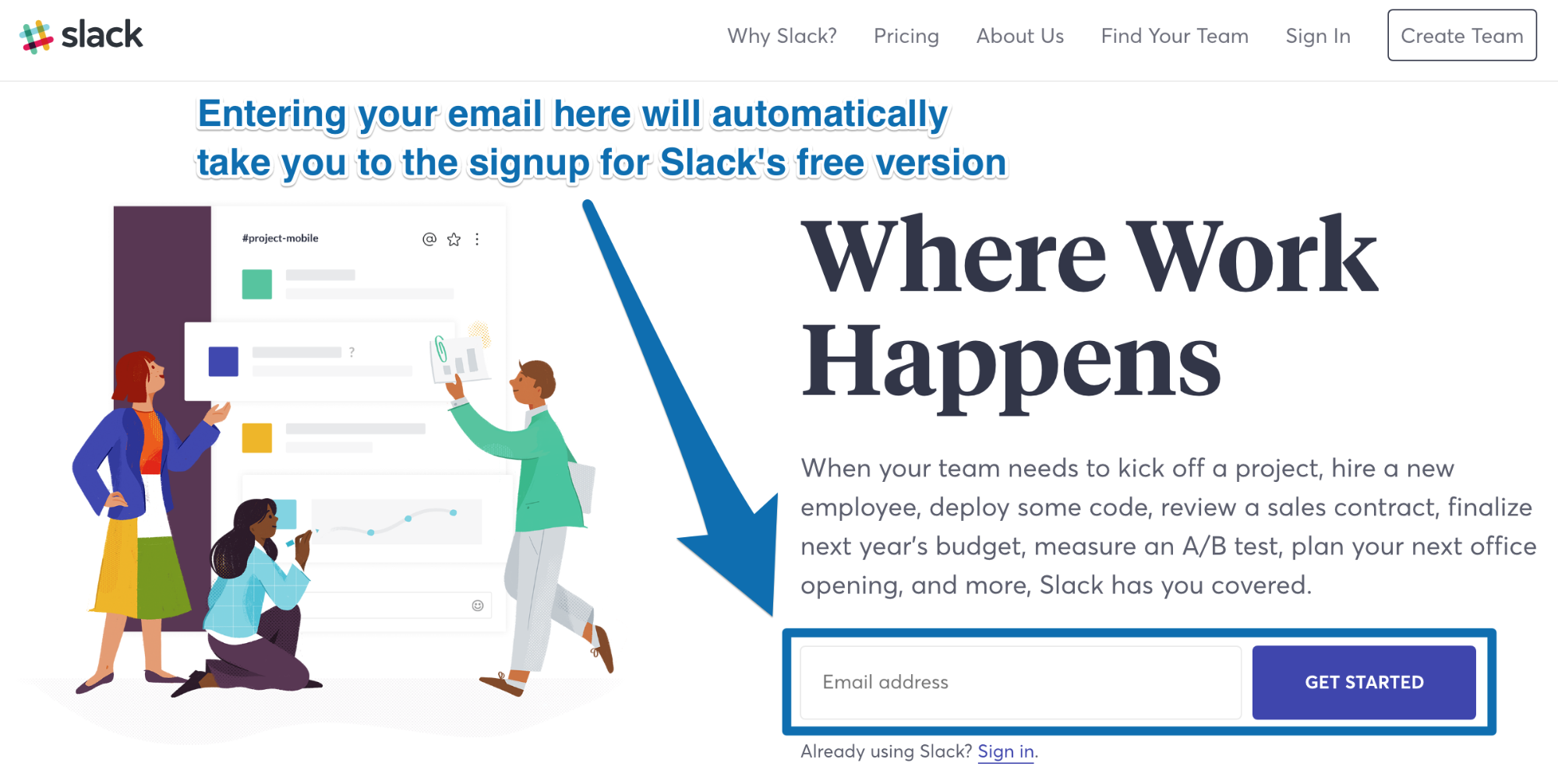 Screenshot of Slack