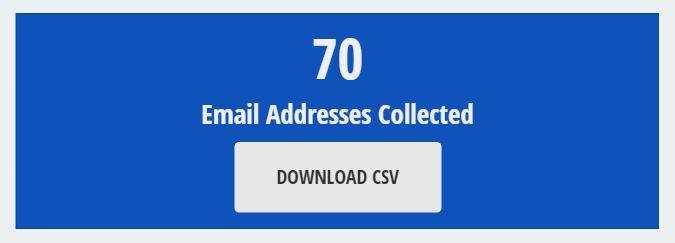 Screenshot showing amount of emails collected