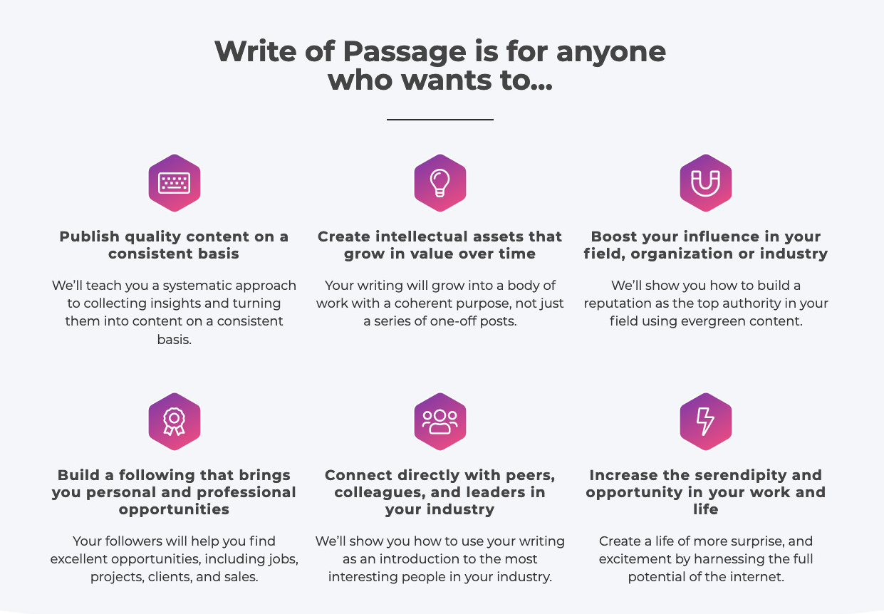  Write of Passage - supporting copy