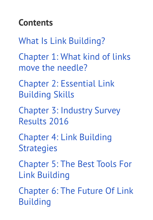 Content of what is Link Building and spans 6 chapters