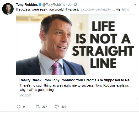 Screenshot of a Twitter post by Tony Robbins