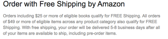 Screenshot showing free shipping information on amazon