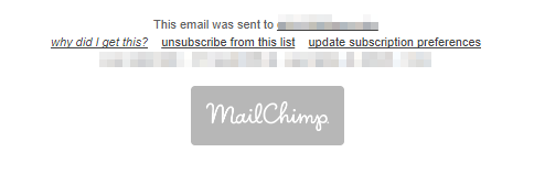 Screenshot showing the footer for an email by mailchimp