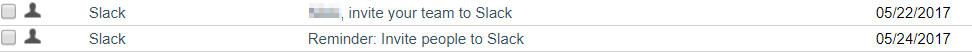Screenshot showing CTA emails sent by slack