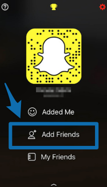 Screenshot showing the "add friends" button on Snapchat