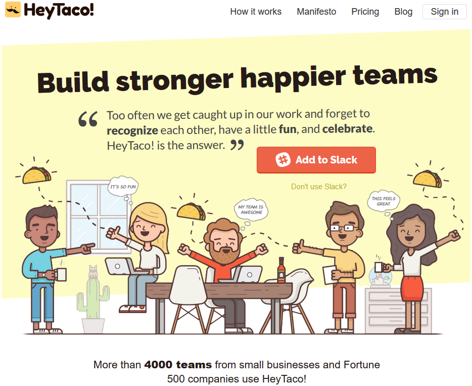 Screenshot of HeyTaco! website