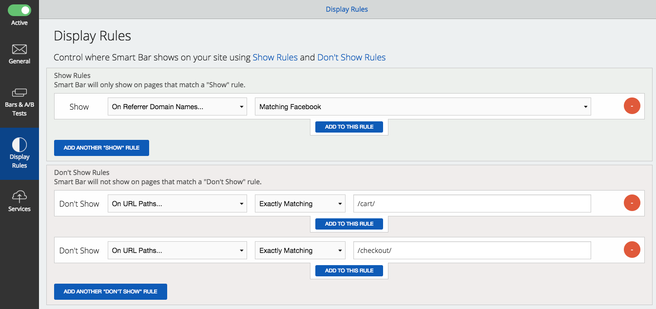 Facebook display rules Sumo