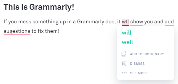 Screenshot showing how to use Grammarly
