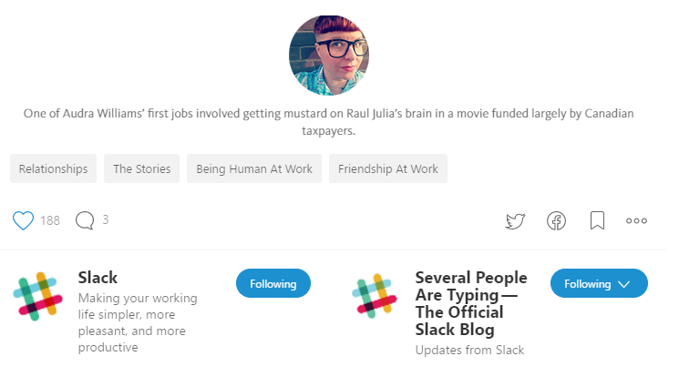 Screenshot showing something human on the Slack blog