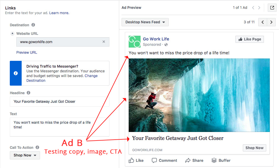Screenshot showing a facebook ad on Facebook ads