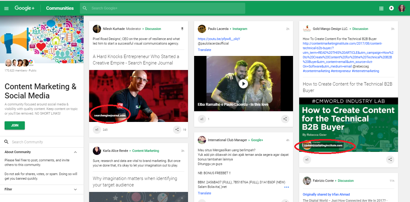 Screenshot showing a Google Sheets community