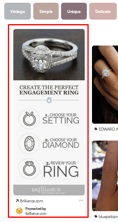 Screenshot showing jewelry product page