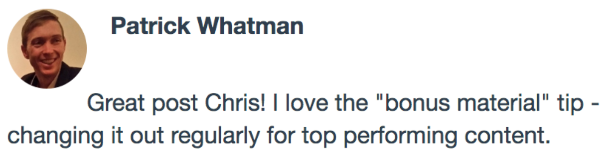 Screenshot of a comment by Patrick Whatman