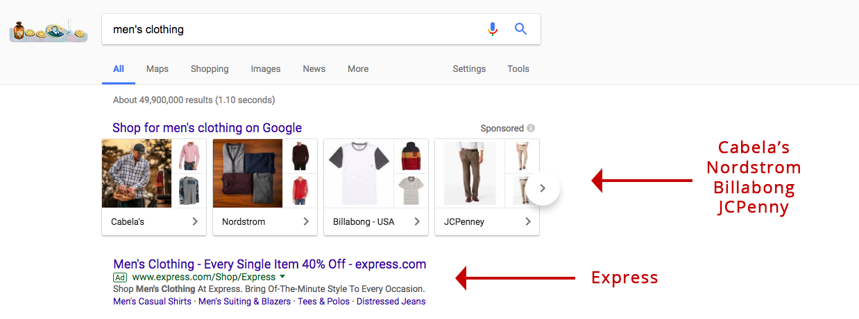 Screenshot showing google search results