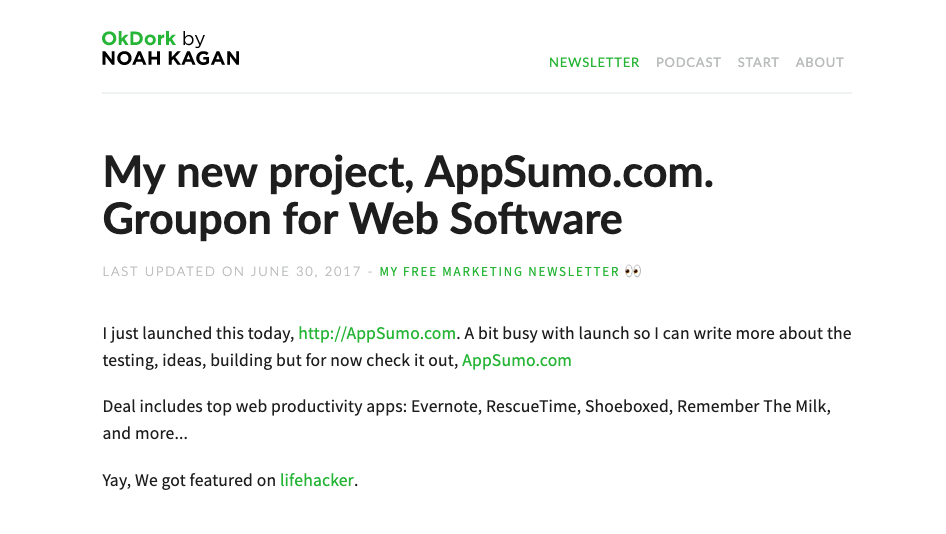 Okdork - Noah shares launching AppSumo