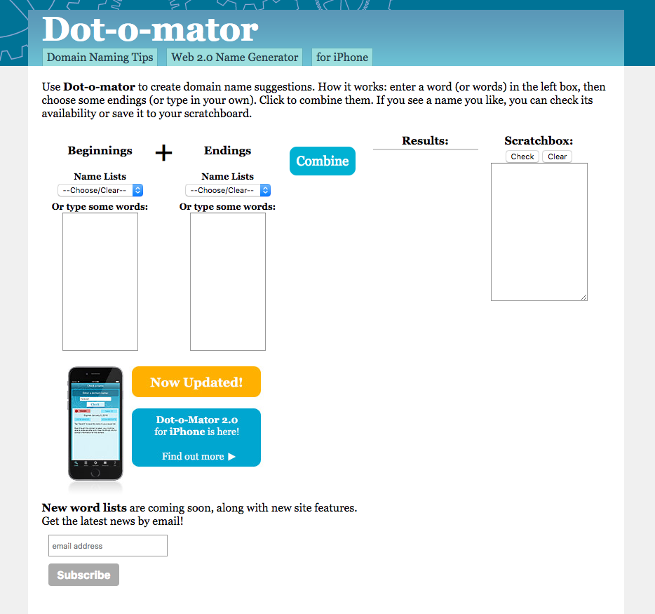 dot-o-mator homepage