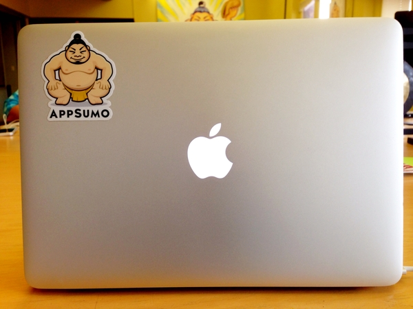 Screenshot showing a Macbook with an AppSumo sticker on it