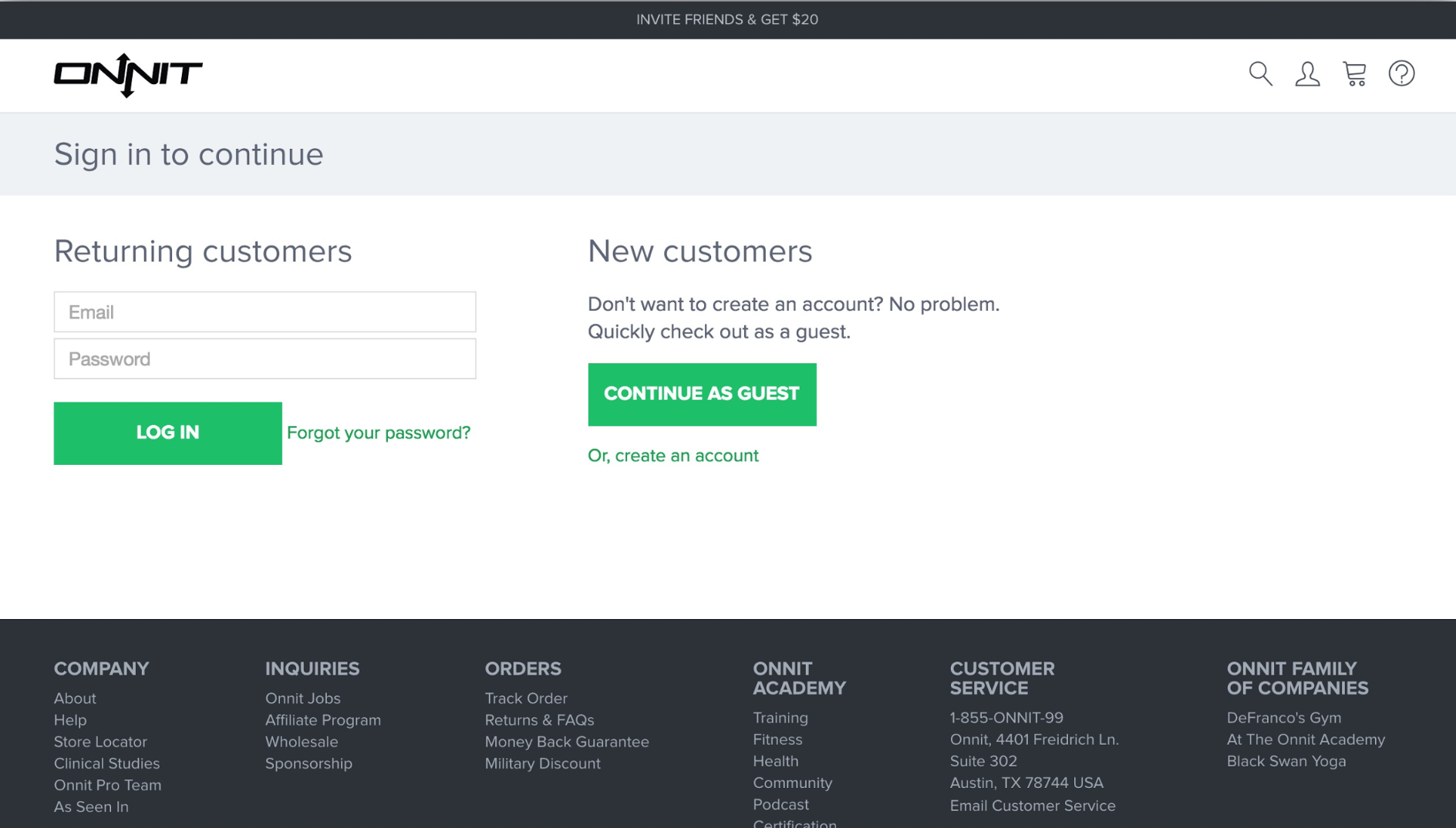 Screenshot showing an ecommerce website