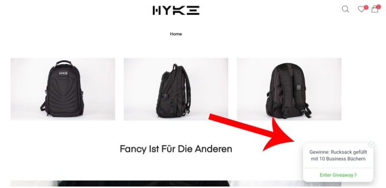 Screenshot showing HYKE website