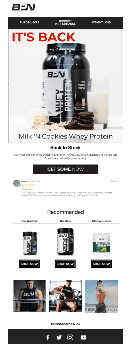 Screenshot of Bare Performance Nutrition email