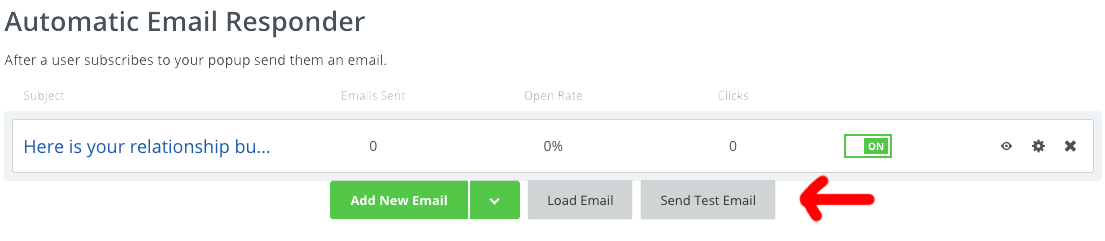 Screenshot showing "send test email" button on Sumo dashboard