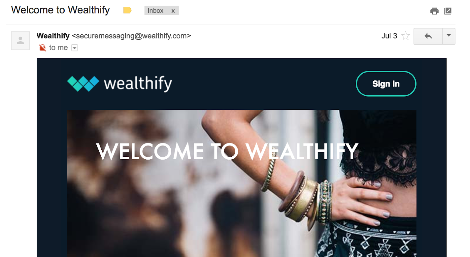 Best Email Subject Lines: Screenshot of Wealthify email