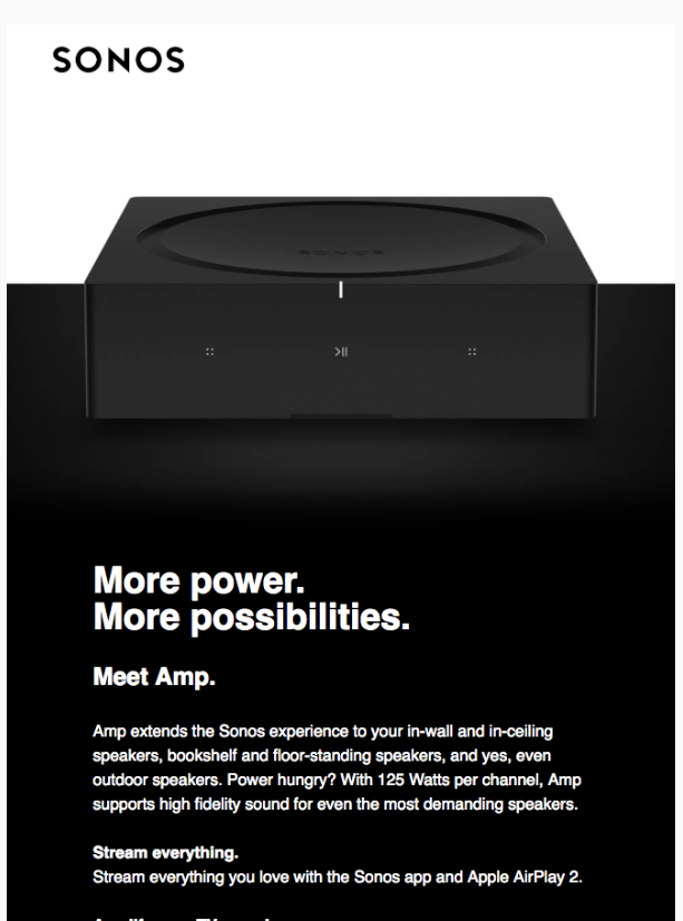 Screenshot of Sonos email