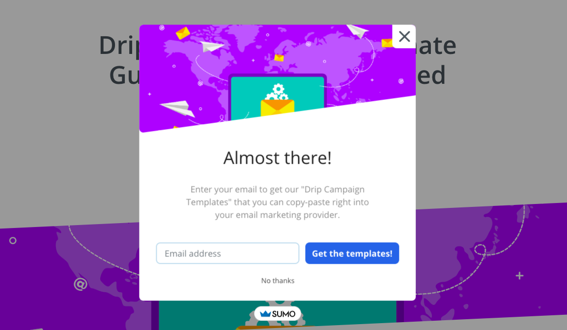 Screenshot of Sumo popup