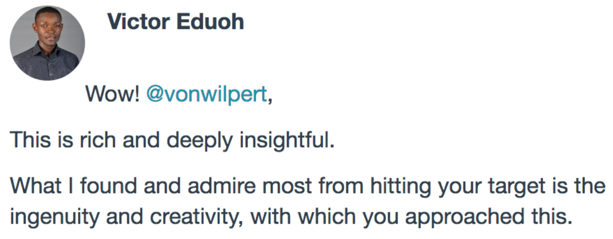 Screenshot of a comment by Victor Eduoh