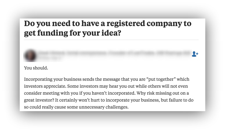 Screenshot of an answer on Quora