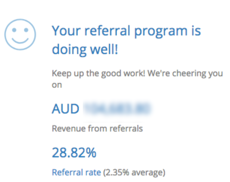 Screenshot showing stats for a referral program