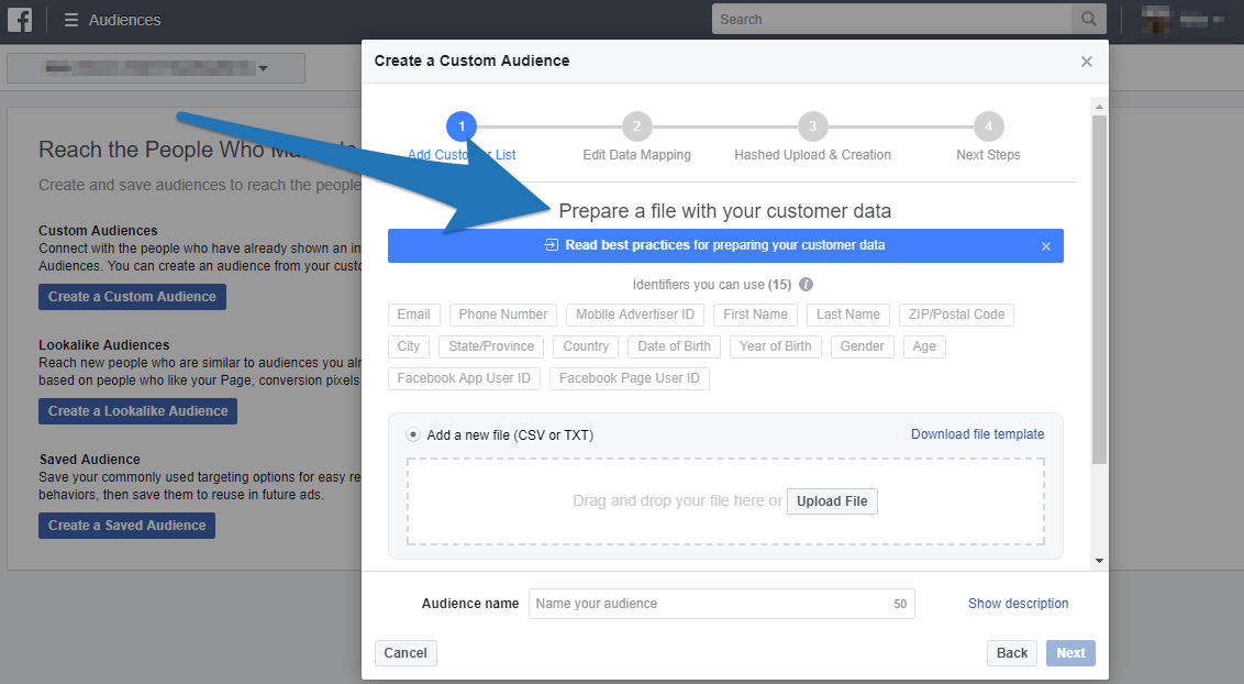 Screenshot showing facebook ads manager