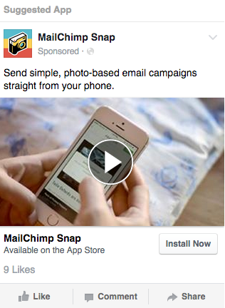 Screenshot showing a facebook post by mailchimp