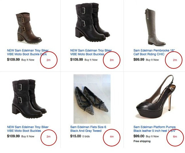 Screenshot of scarcity marketing in action with timer countdowns for an online shoe store