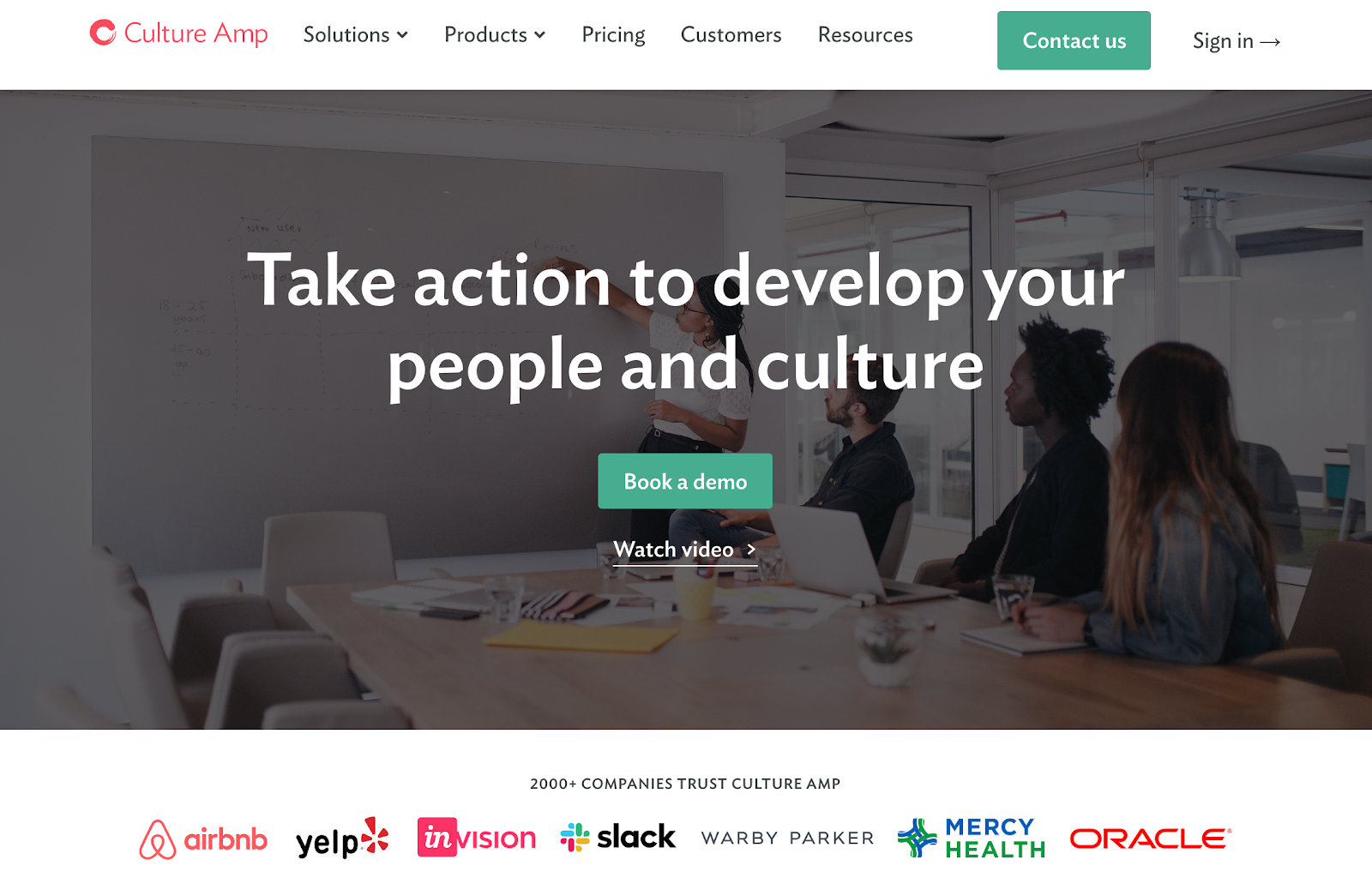 Screenshot of Culture Amp website