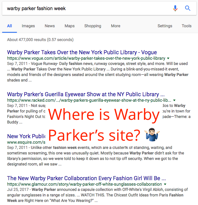 Screenshot showing google search results