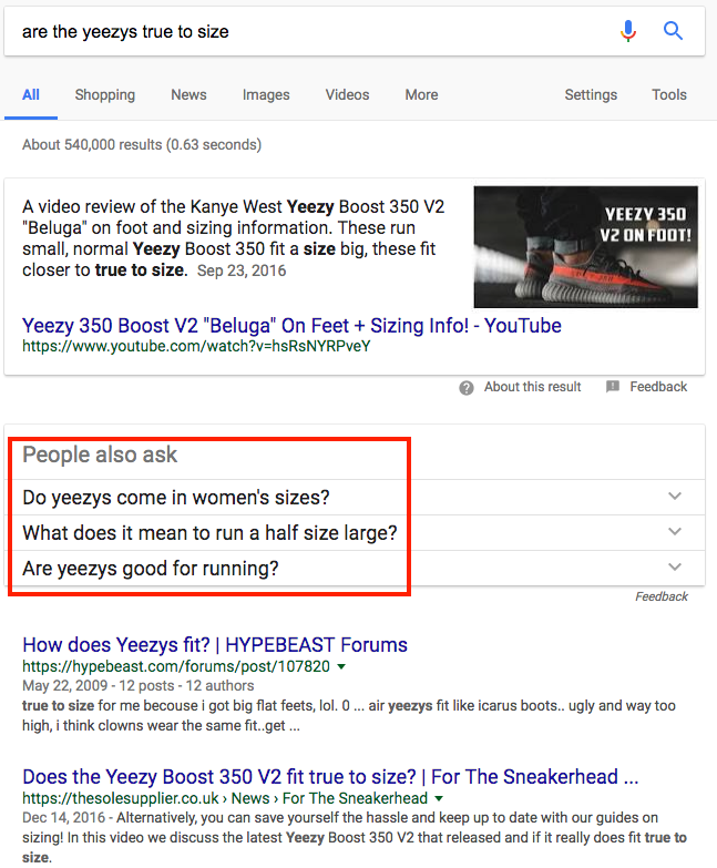 Screenshot showing google search results