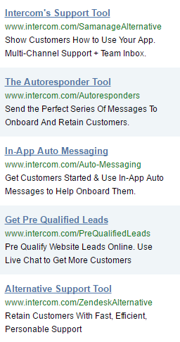 Screenshot showing ads by intercom
