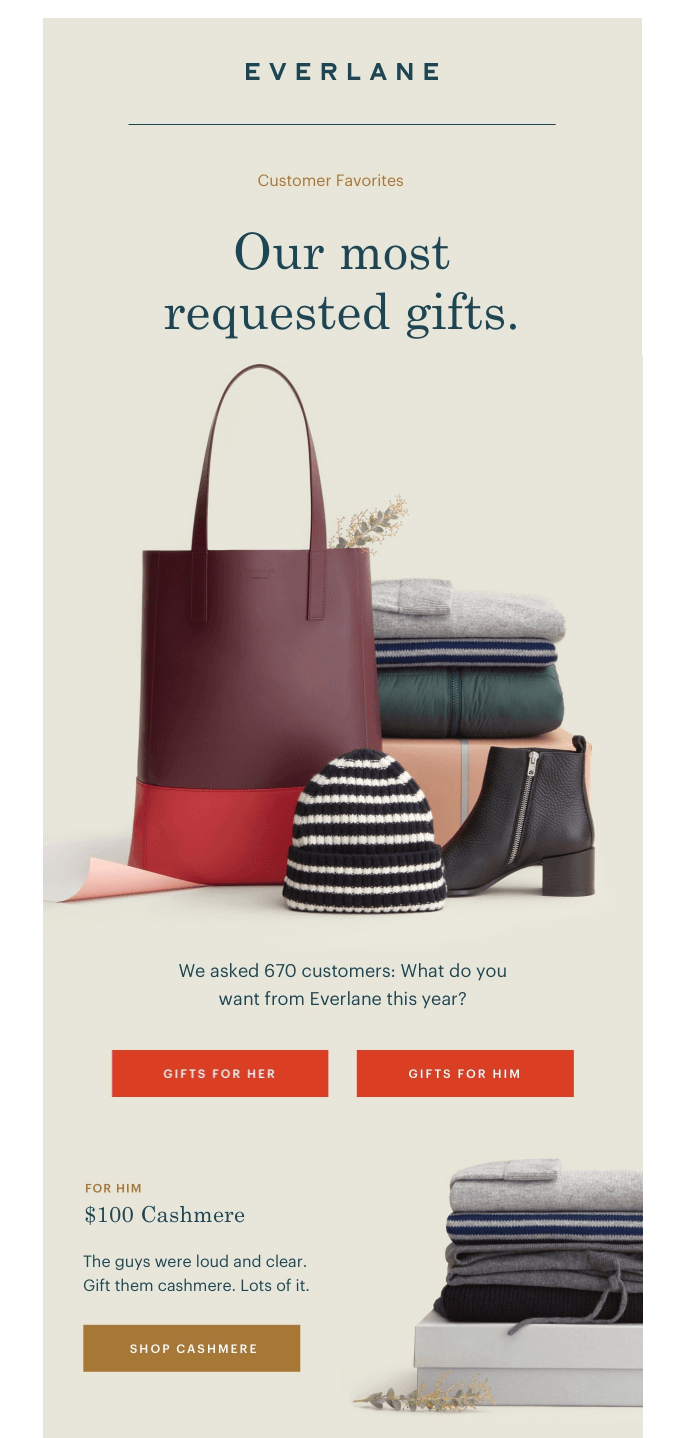 Screenshot showing an email by Everlane