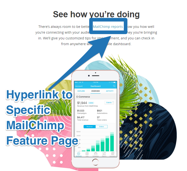 Screenshot showing a feature by Mailchimp