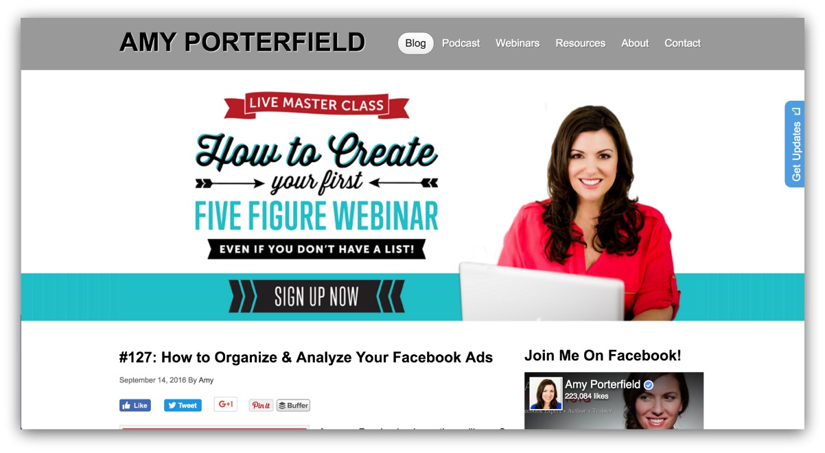 Screenshot of Amy Porterfield