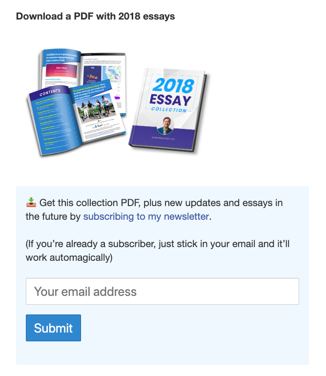 Screenshot of a call-to-action with an opt-in form at the end of the landing page copy