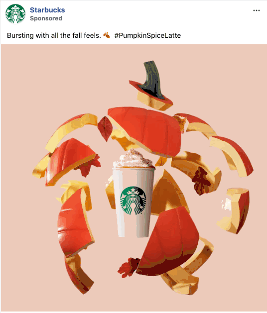 Global Marketing Strategy: Screenshot of Starbucks U.S. Pumpkin Spice Latte Facebook ad
