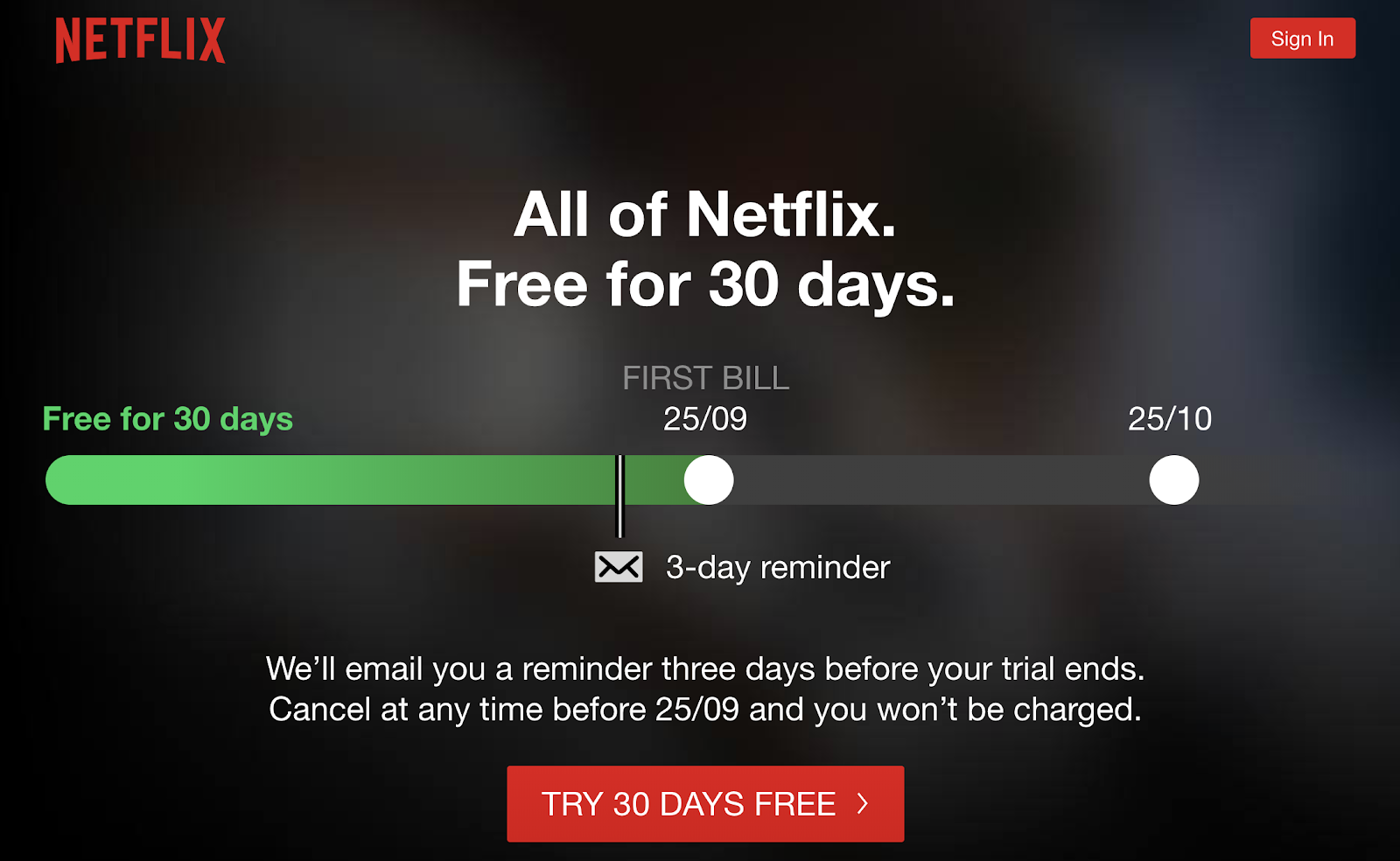 Screenshot of Netflix