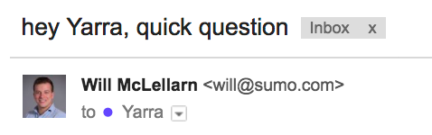 Cold Email Templates: Example of quick question headline